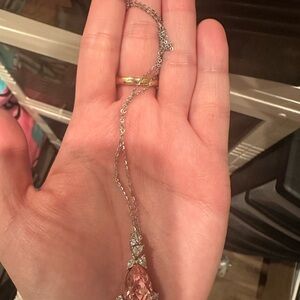 Rose Teardrop Pendant Necklace with Silver Chain